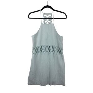 NWT J.O.A. Los Angeles Blue Waffle‎ Knit Lace-Up Back Dress Small